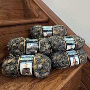 Bernat Galaxy yarn 8x 50g balls, color Mercury (gray beige gold white)